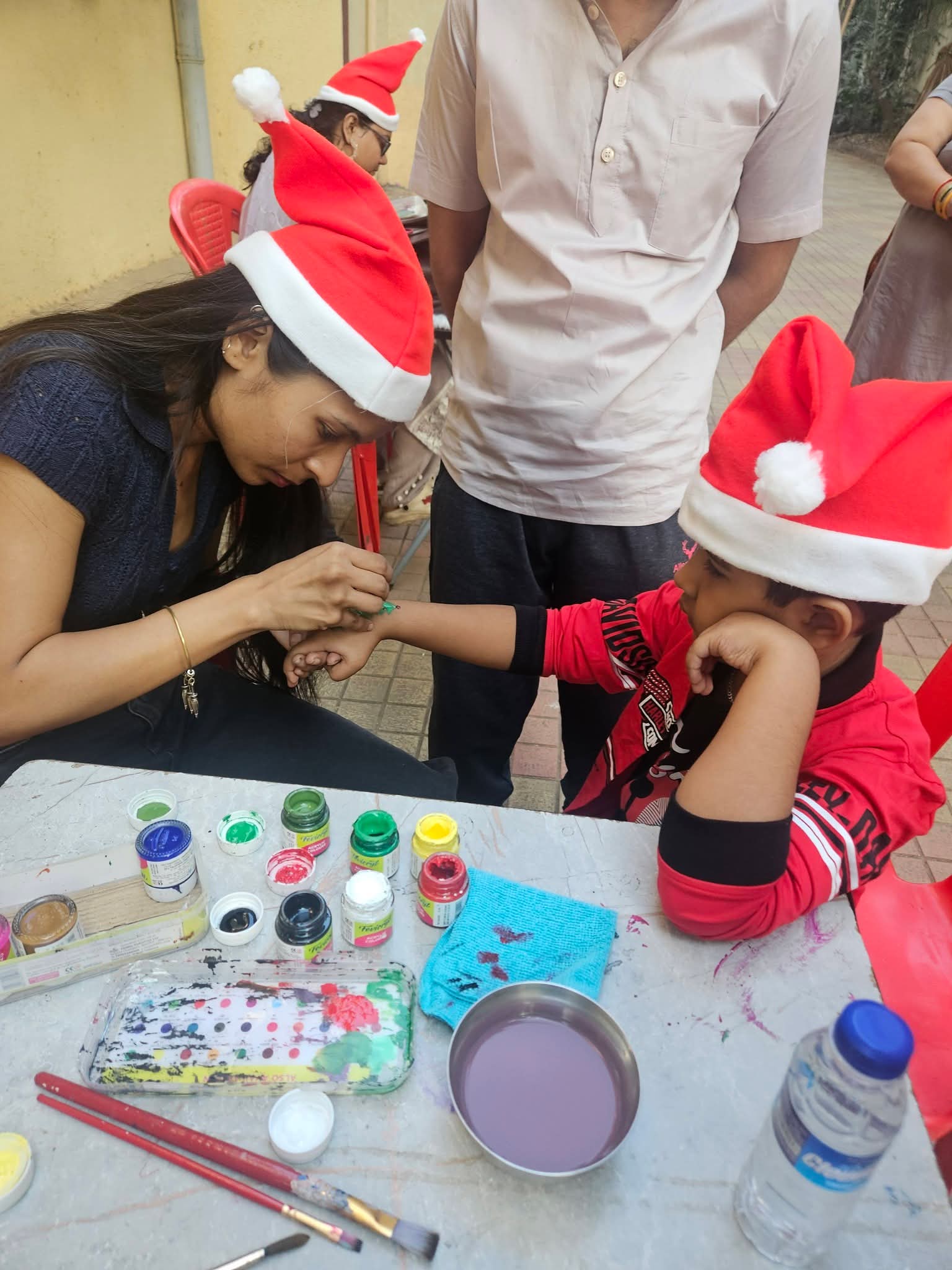 Painting activity during Christmas celebration